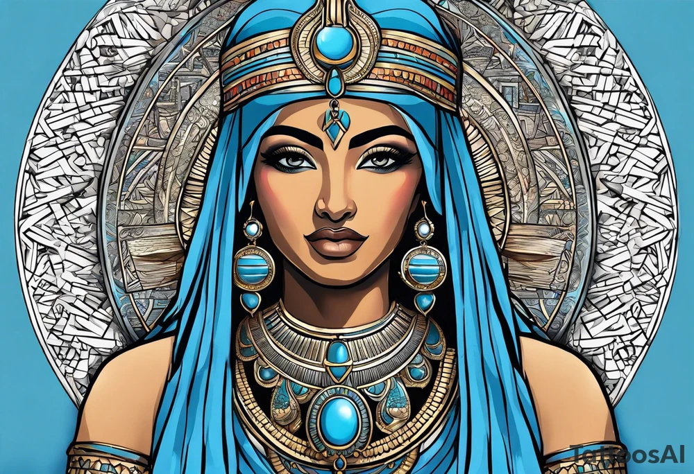 Isis egypt god, light blue tattoo idea