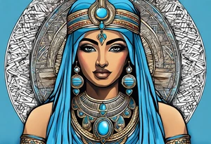 Isis egypt god, light blue tattoo idea