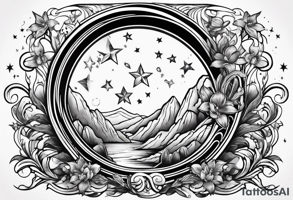 horseshoe with shooting stars tattoo idea
