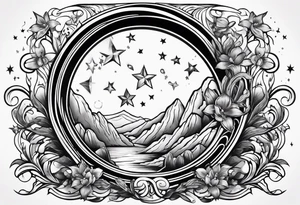horseshoe with shooting stars tattoo idea