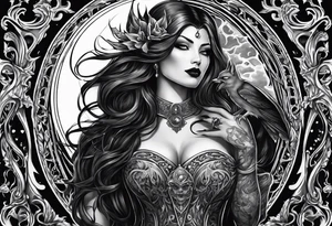 Mythic vampire emperrior and moon and bat tattoo idea