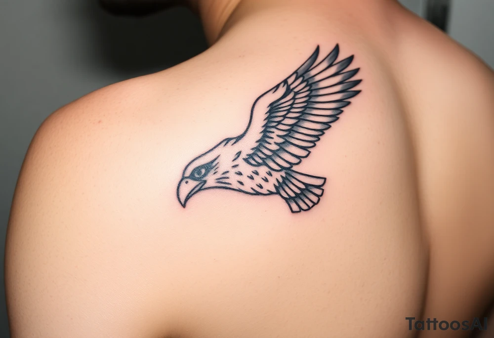 A detailed black-and-gray eagle with intricately shaded feathers, symbolizing strength and wisdom tattoo idea