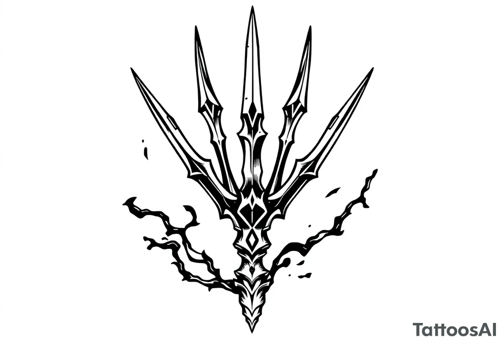 trident with cool background tattoo idea