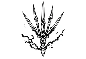 trident with cool background tattoo idea