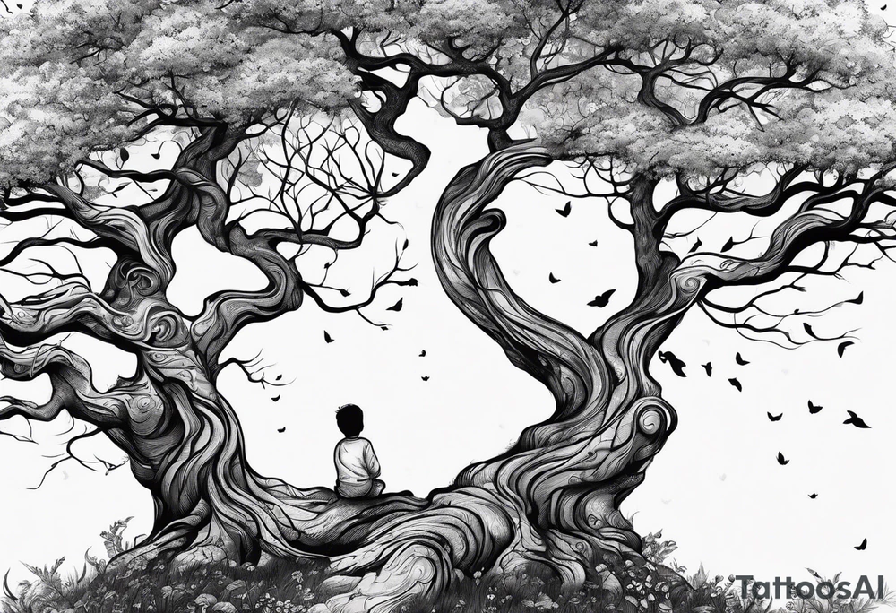 Tree with branches for children and grandchildren’s names tattoo idea