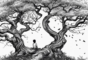 Tree with branches for children and grandchildren’s names tattoo idea
