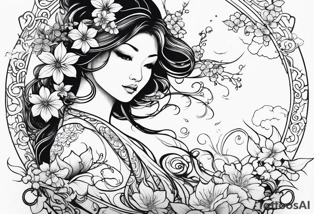 Fairy vines and flowers tattoo idea