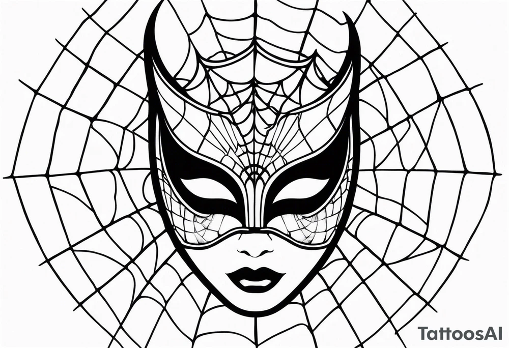 masquerade mask with spider webs tattoo idea