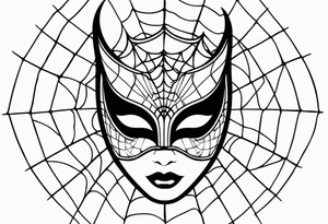 masquerade mask with spider webs tattoo idea