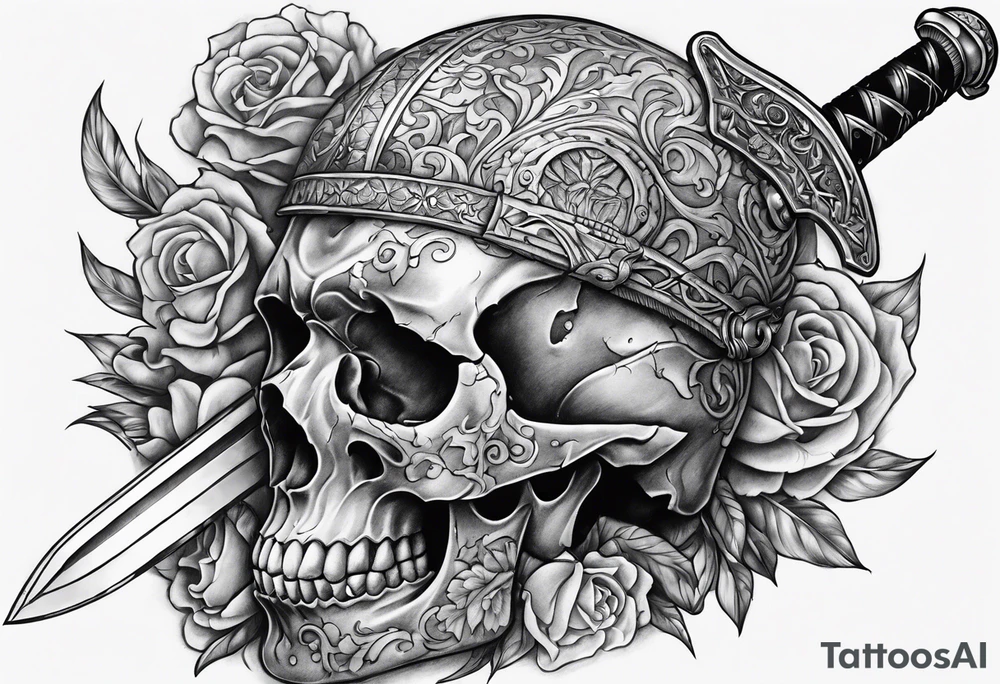 Sword through a broken skull tattoo idea
