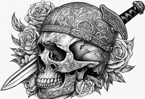 Sword through a broken skull tattoo idea