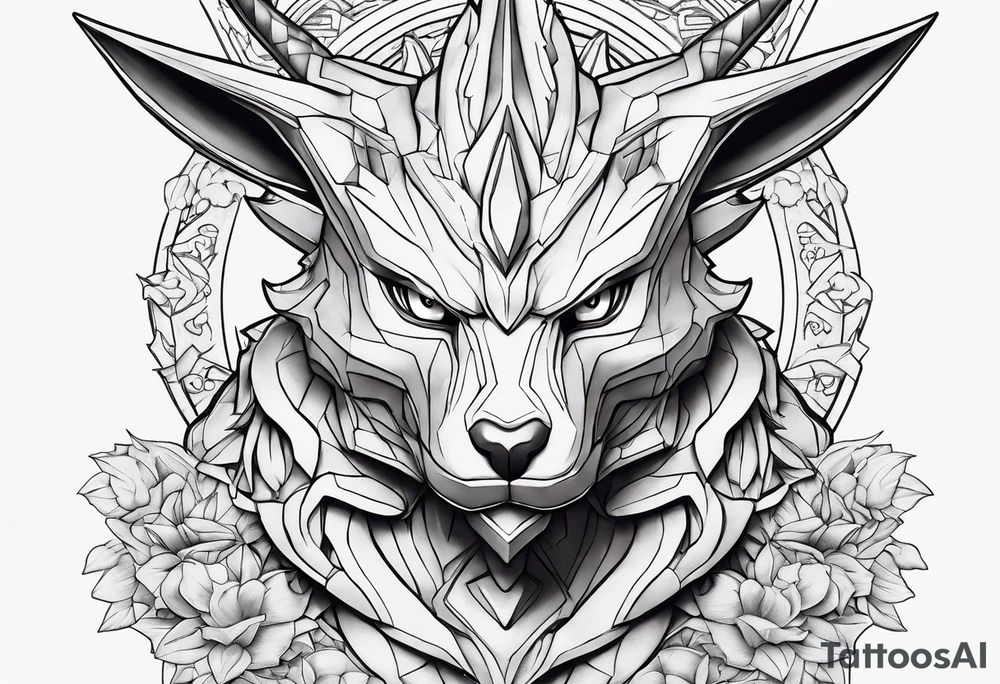 Alakazam pokemon statue tattoo idea