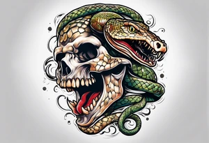 Brainstem as a snake biting a brain tattoo idea