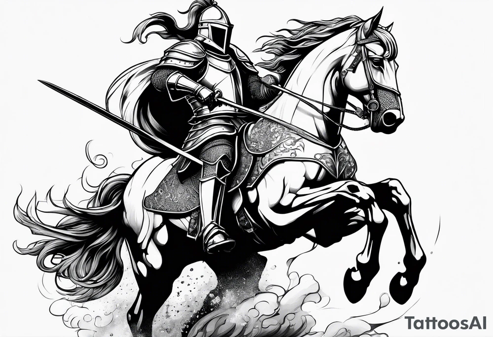 knight in battle tattoo idea