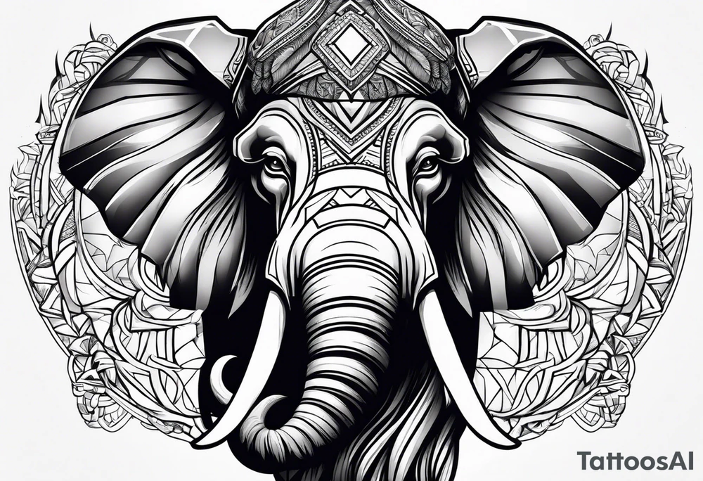 strong mammoth head centerpiece tattoo idea