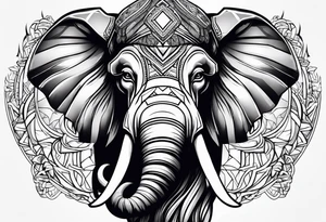 strong mammoth head centerpiece tattoo idea