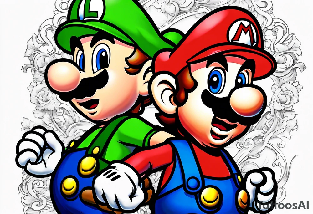 Mario and Luigi half sleeve tattoo idea