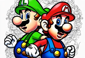 Mario and Luigi half sleeve tattoo idea