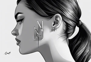 a tattoo below the ear written "N&E" tattoo idea