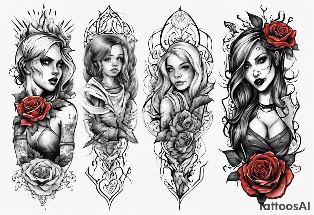 Female forearm, daughter, son, not Gothic tattoo idea
