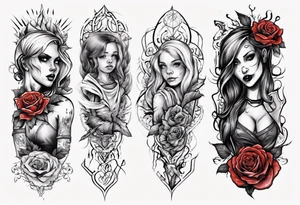 Female forearm, daughter, son, not Gothic tattoo idea
