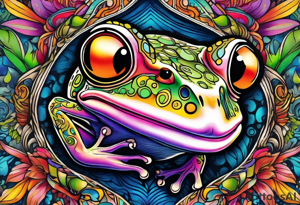 a psychedelic frog tattoo idea