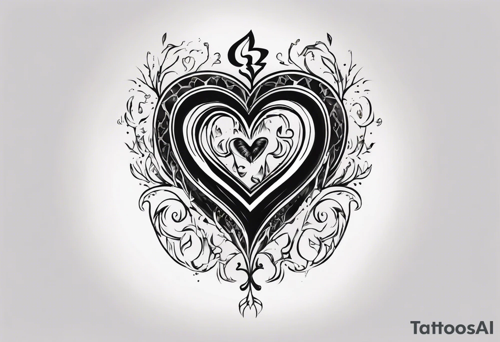 A black heart with the words Lucas and Margaret tattoo idea