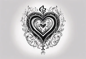 A black heart with the words Lucas and Margaret tattoo idea