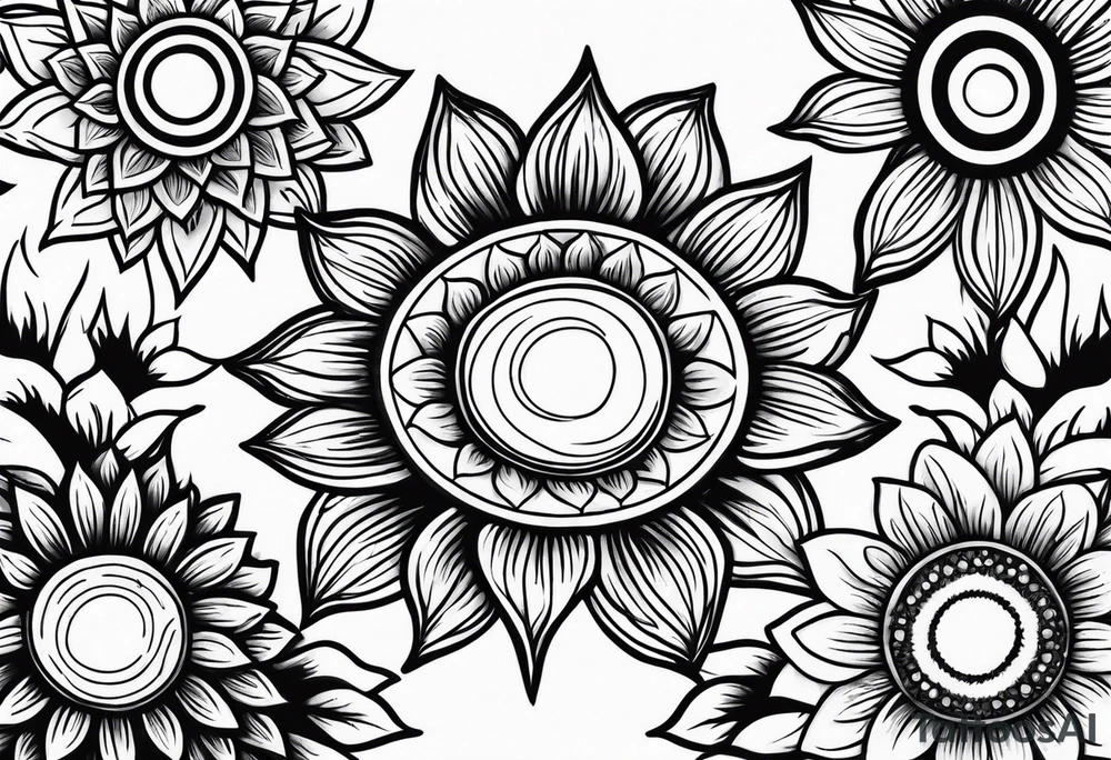 Word family with sunflowers tattoo idea