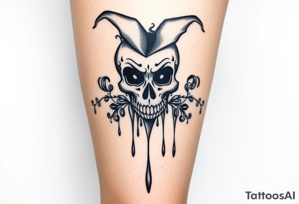 Candy skull new age joker dripping tattoo idea