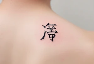 The bold black tattoo of "爱" (ài – love) on the wrist symbolizes eternal affection and passion. tattoo idea