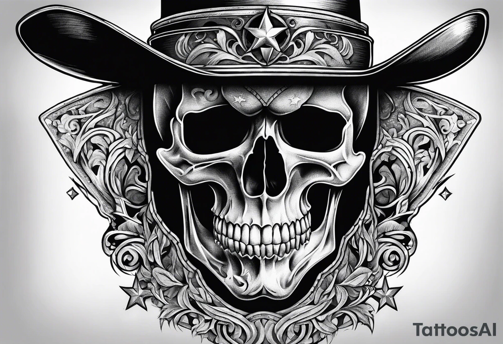 Screaming cowboy skull tattoo idea