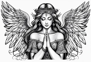 Angel with prayer hands tattoo idea