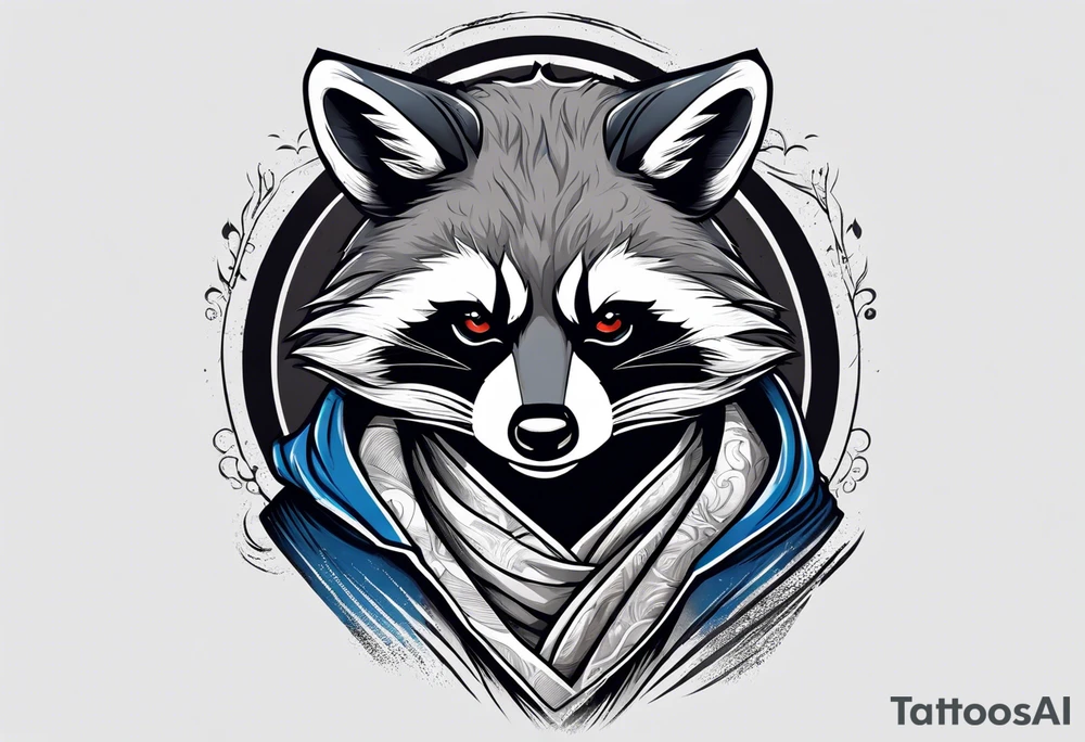 raccoon wearing a Superman hoodie tattoo idea