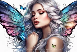 Angel wings and butterfly with your wings were ready but my heart was not tattoo idea