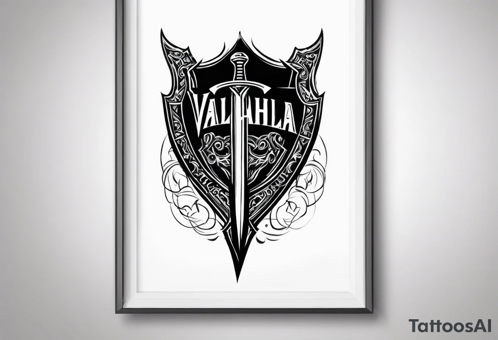 Valhalla sword shield lightning tattoo idea