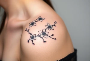 delicate cherry blossoms swirling in spring breeze with petals tattoo idea
