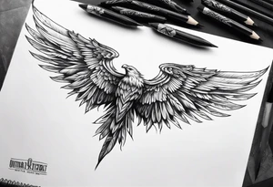 crossing angle wings tattoo idea
