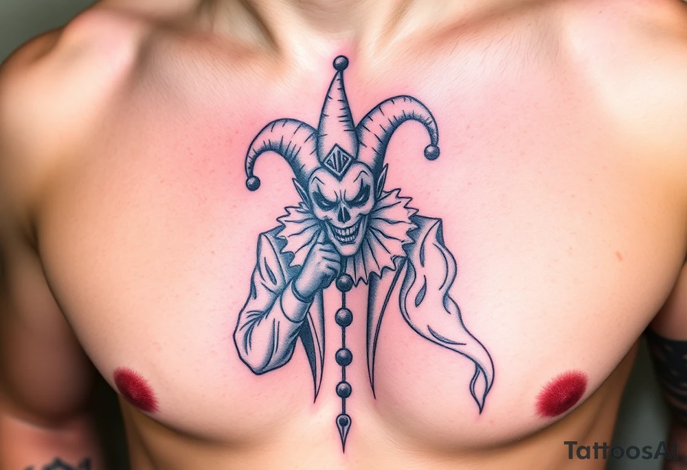 jester in a fog of smoke tattoo idea