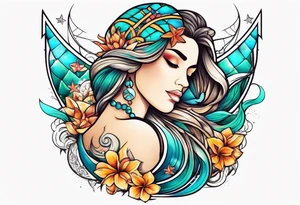 Pisces summer beach mother love tattoo idea
