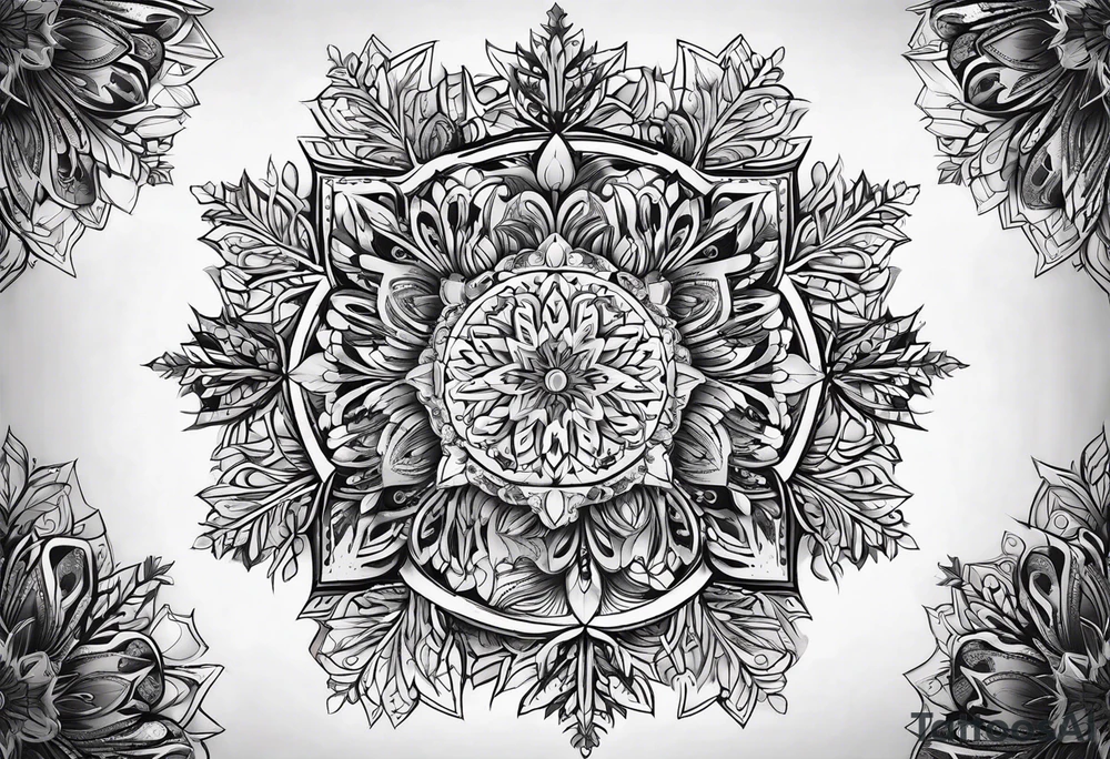 Aggressive Snowflake mandala tattoo idea