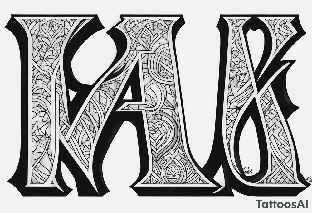 A dog paw with the letters K, F, K, A in each dog paw tattoo idea