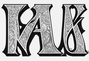 A dog paw with the letters K, F, K, A in each dog paw tattoo idea