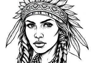 Female Native American with headband tattoo idea