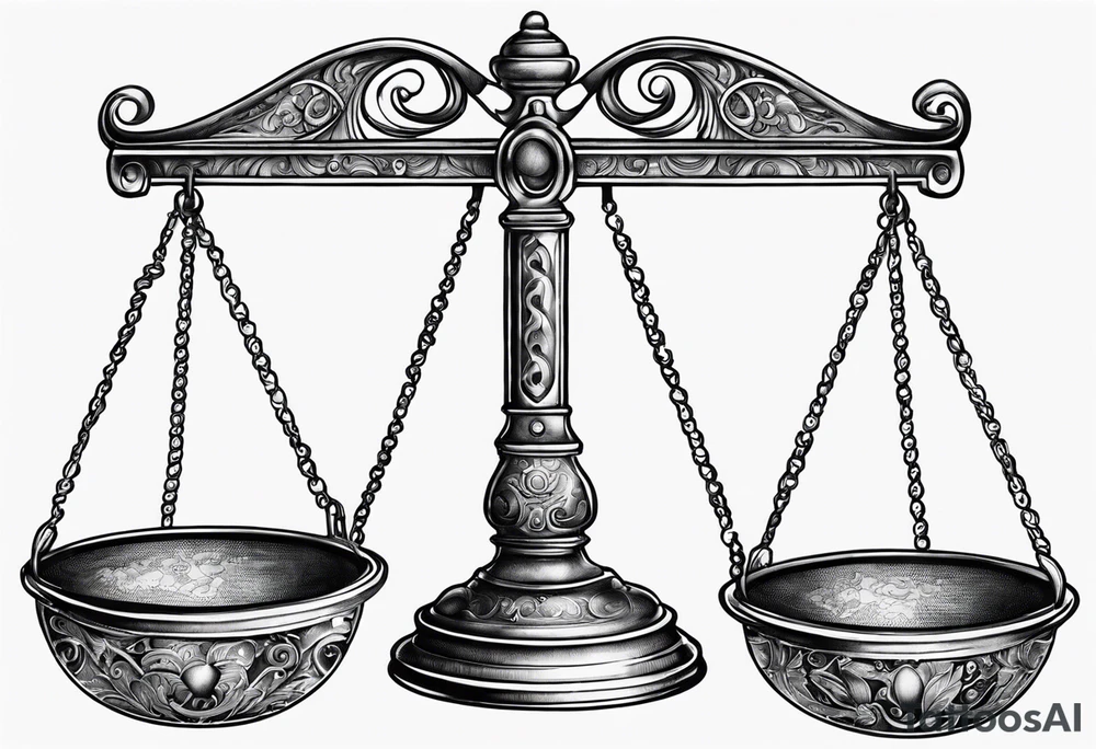 Libra scales with Gemini and Taurus symbols on the scales tattoo idea