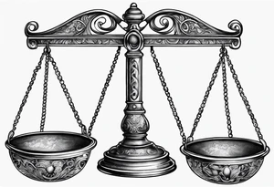 Libra scales with Gemini and Taurus symbols on the scales tattoo idea