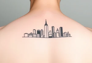 minimalist, abstract, line drawing of the downtown phoenix az skyline tattoo idea