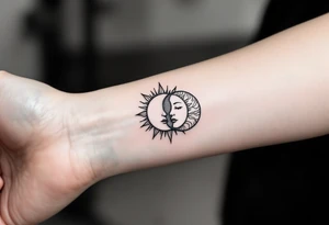 sunface (sunsign in aquarius) & moonface (moonsign in pisces) astrology / yang and yang / apple emojis inspired tattoo idea