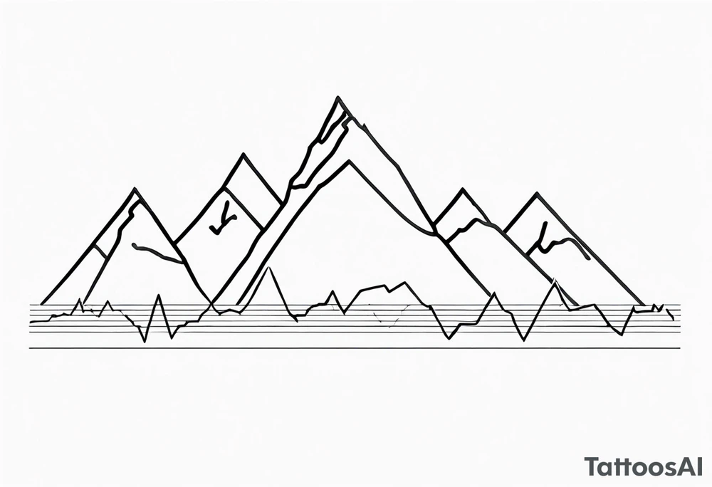 Accurate sinus rhythm ekg tattoo with mountains tattoo idea