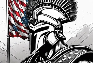 Spartan with American flag tattoo idea